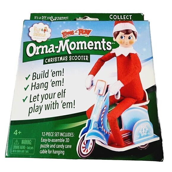 Elf on the Shelf Elves at Play OrnaMoments Christmas Scooter Wagon Sled Lot of 3 - Picture 7 of 8